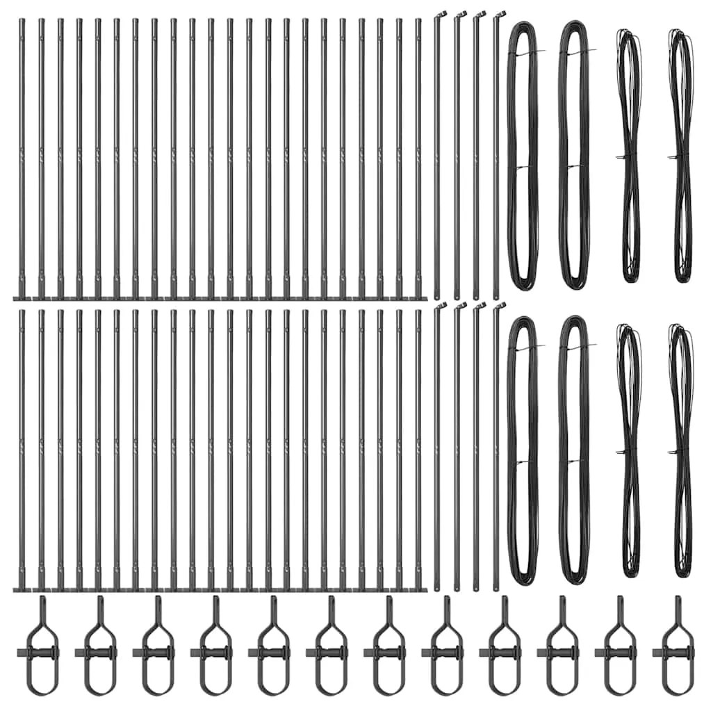 Postes de Cerca com Placas de Base - 52 peças Ø32mm 83,5cm Aço Galvani