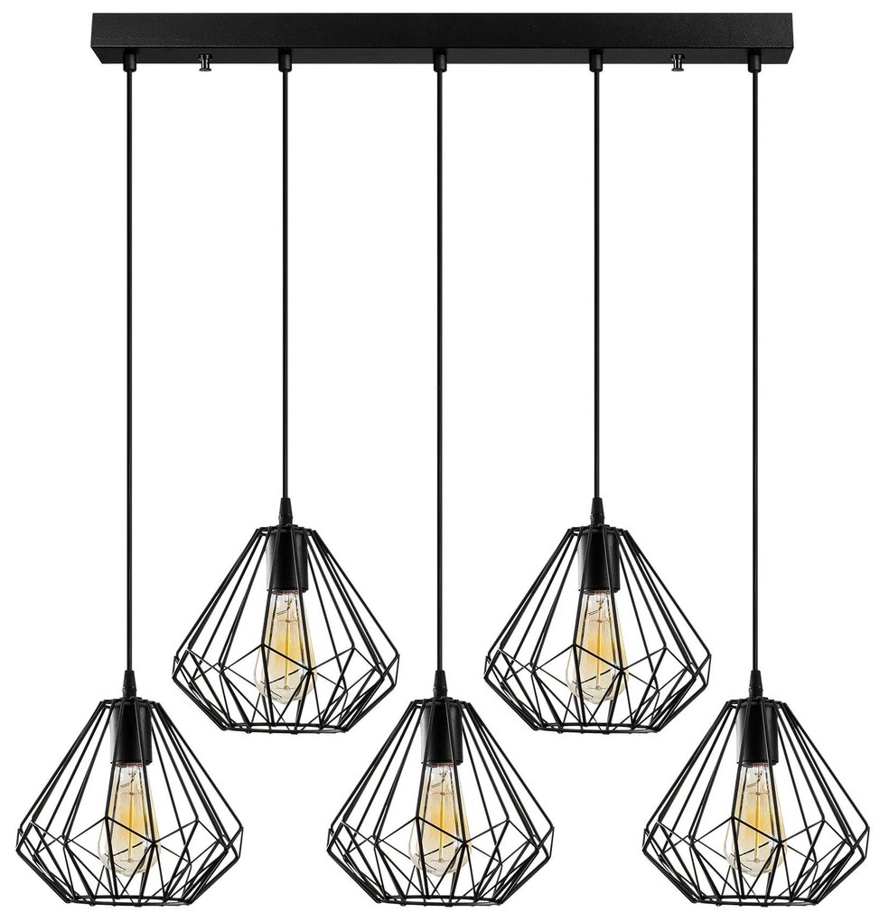 Candeeiro Suspenso Diamond – Preto – Diâmetro 93 cm, Altura 117 cm