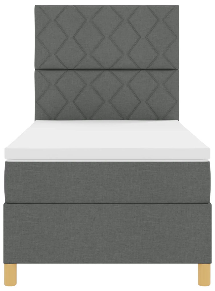 Cama Box Spring com Colchão Cinza Escuro 90x200 cm em Tecido