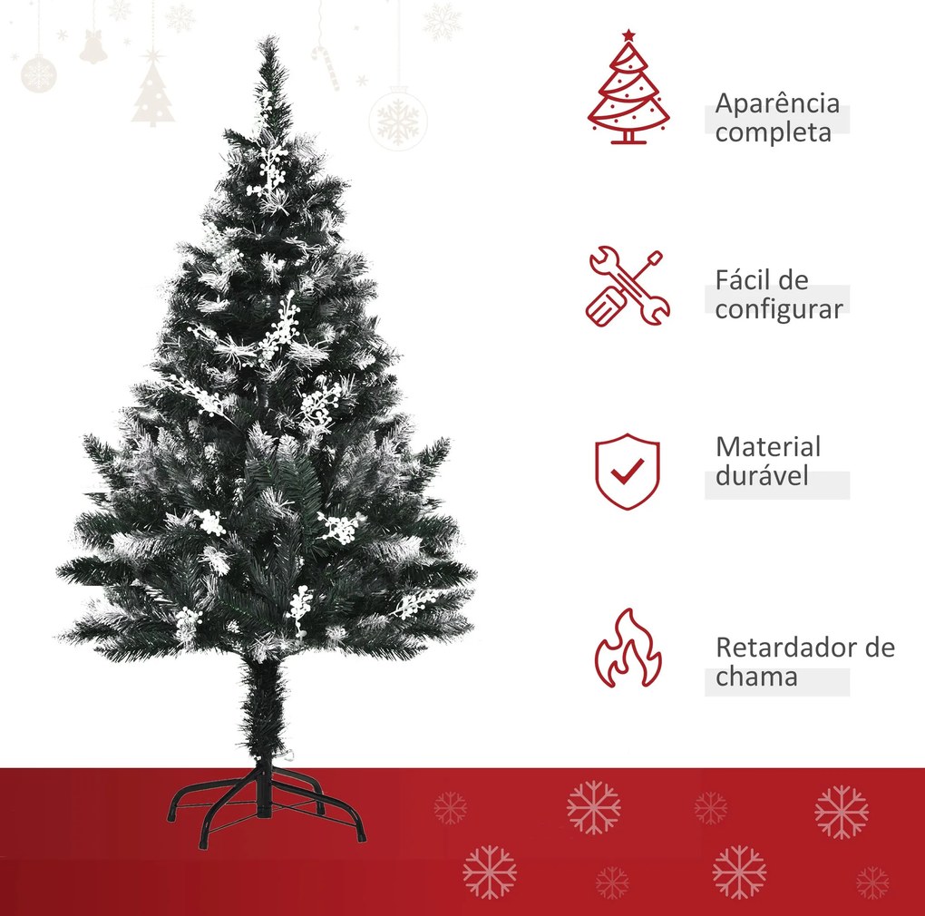 HOMCOM Árvore de Natal 120 cm Árvore de Natal Automática com 222 Ramos