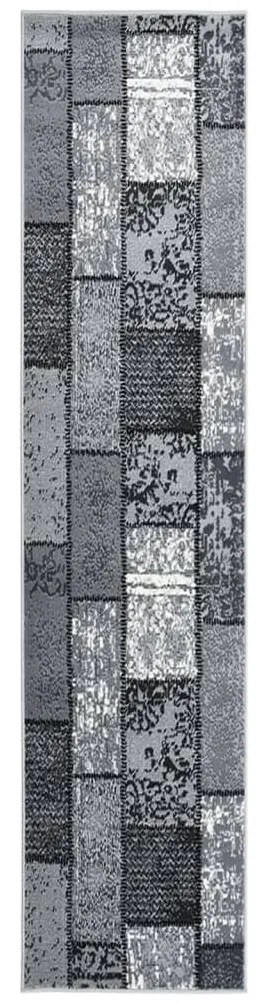 vidaXL Passadeira c/ padrão de blocos 80x450 cm polipropileno cinzento