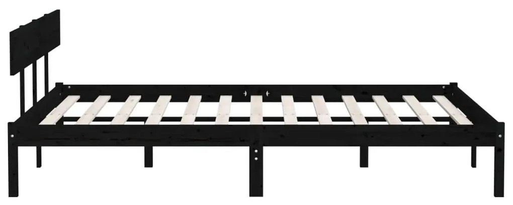 Estrutura de cama super king 180x200 cm pinho maciço preto