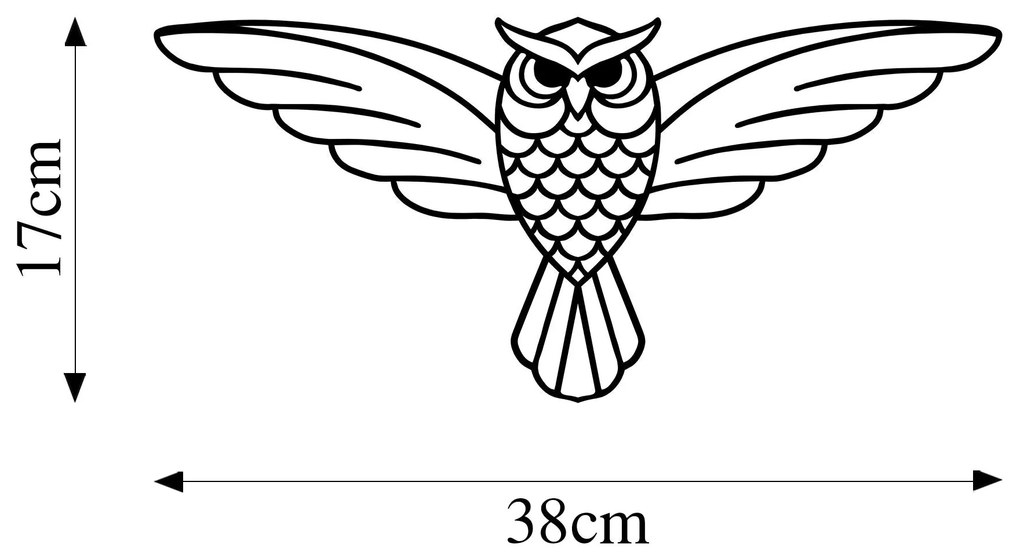 Acessório Decorativo de Parede Metálico Coruja – Preto – 17 x 38 cm