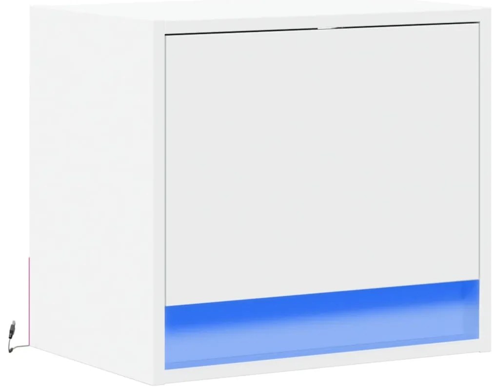 Mesa de cabeceira de parede com luzes LED branco