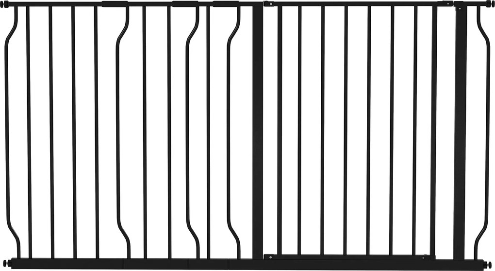 Barreira de Segurança para Cães com 3 Extensões Montagem a Pressão Duplo Bloqueio 75-145x76 cm Preto