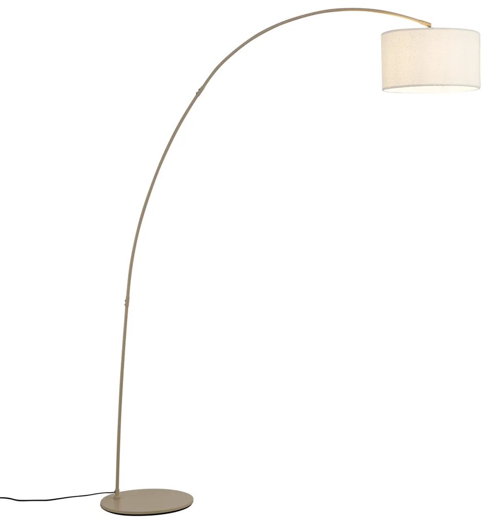 Candeeiro de Arco Moderno Bege com Abajur Teddy - Vinossa Moderno