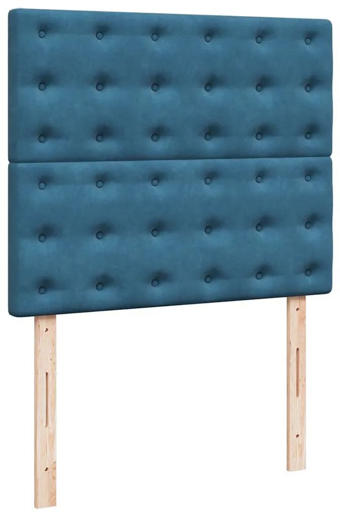 Cama boxspring com colchão 120x200 cm veludo azul
