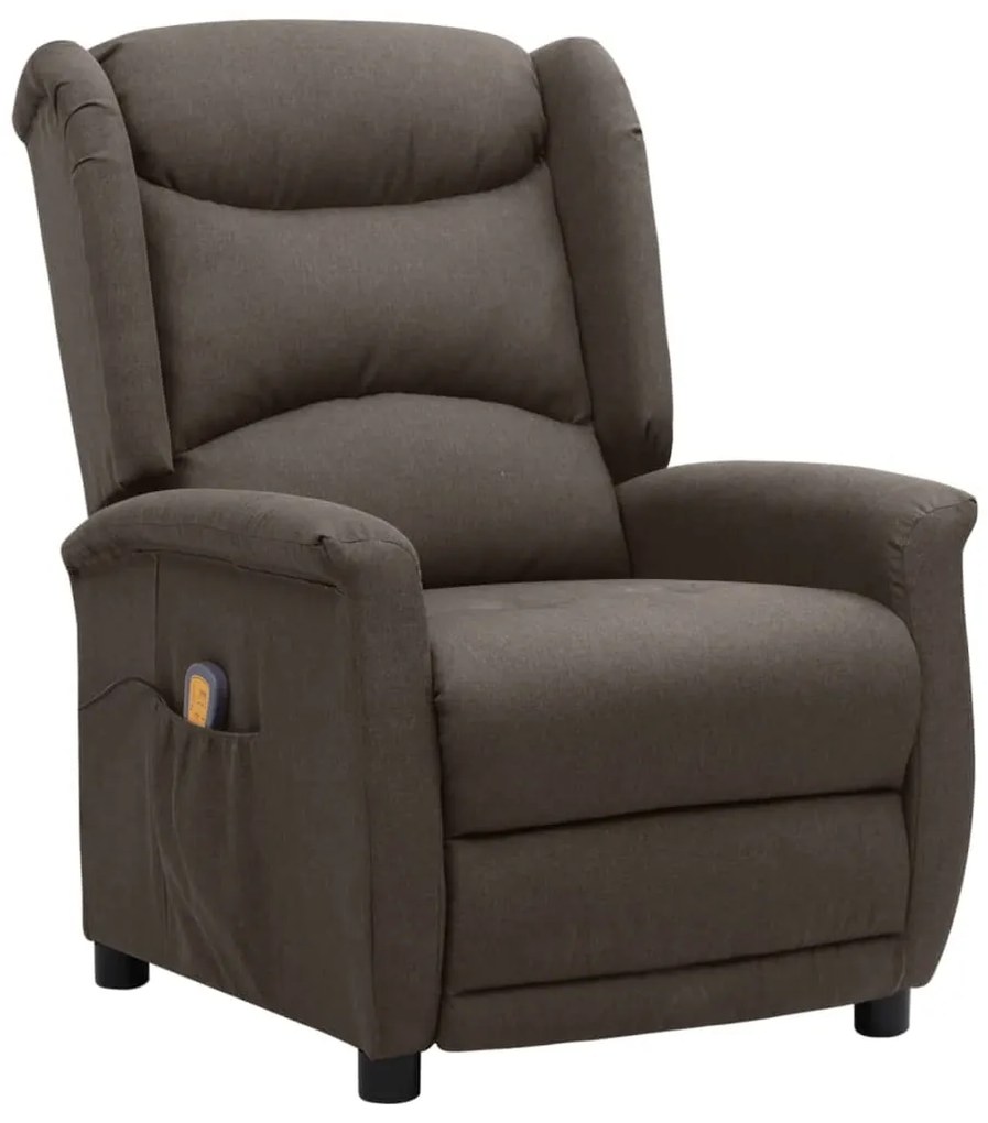 vidaXL Poltrona de massagens reclinável tecido castanho