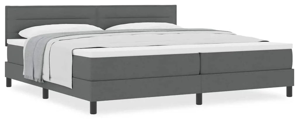 Cama Box Spring com Colchão Cinza Escuro 200x200 cm Tecido