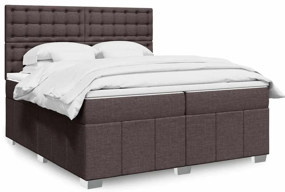 Cama com molas/colchão 200x200 cm tecido castanho-escuro