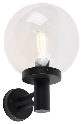 Candeeiro de Parede Exterior Preto com Esfera de Plástico IP44 Aço Inoxidável - Sfera