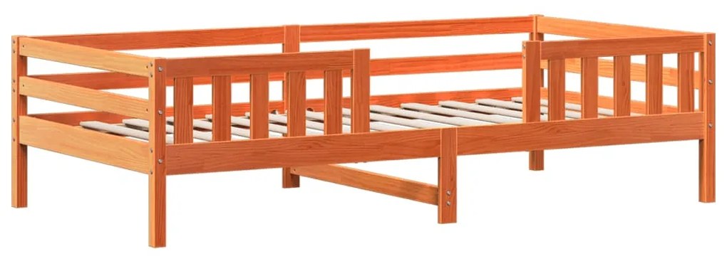 Estrutura de cama c/ telhado 75x190cm pinho maciço castanho-mel