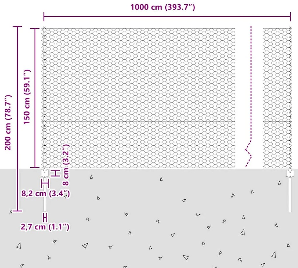Postes de Cerca vidaXL 10 pcs U-Channel Cinza 150 cm Aço
