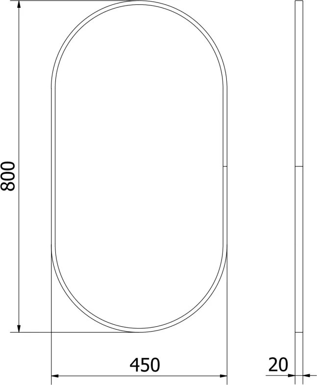 Mexen Loft espelho de casa de banho oval 80 x 45 cm, moldura preta - 9851-080-045-000-70