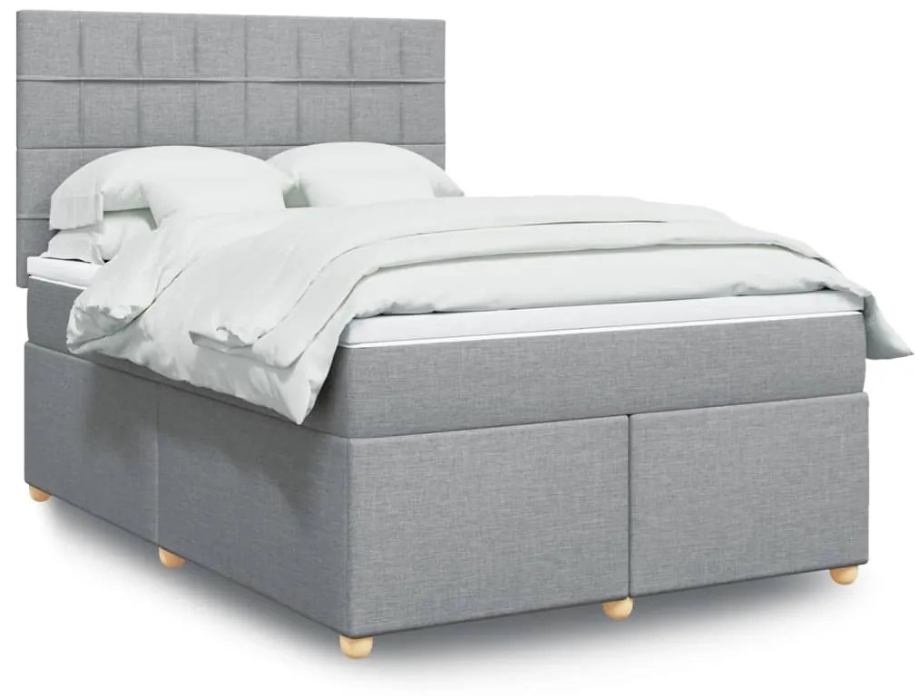 vidaXL Cama com molas/colchão 160x200 cm tecido cinzento-claro