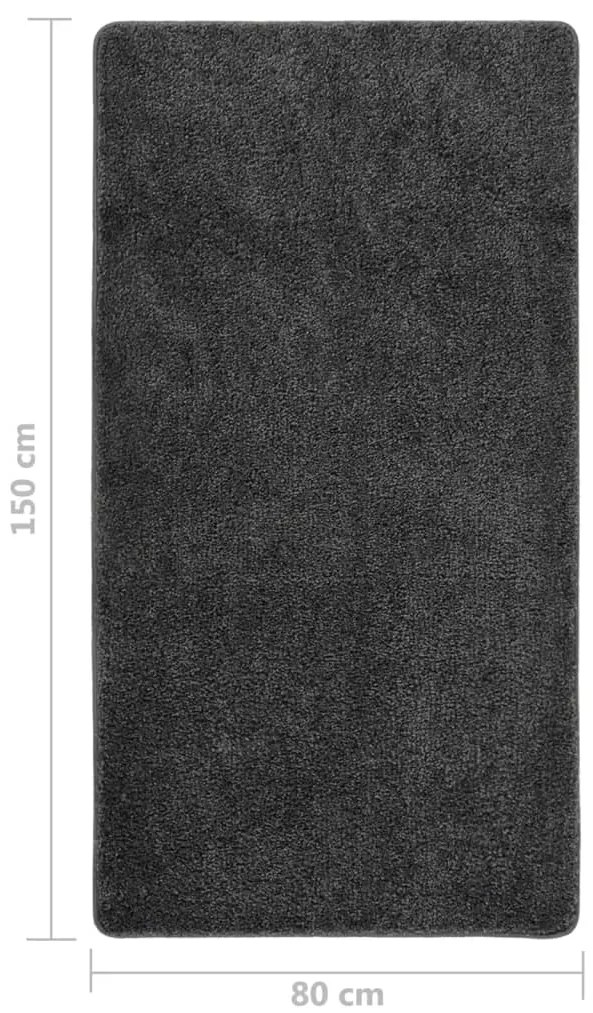 Tapete shaggy 80x150 cm antiderrapante cinzento-escuro