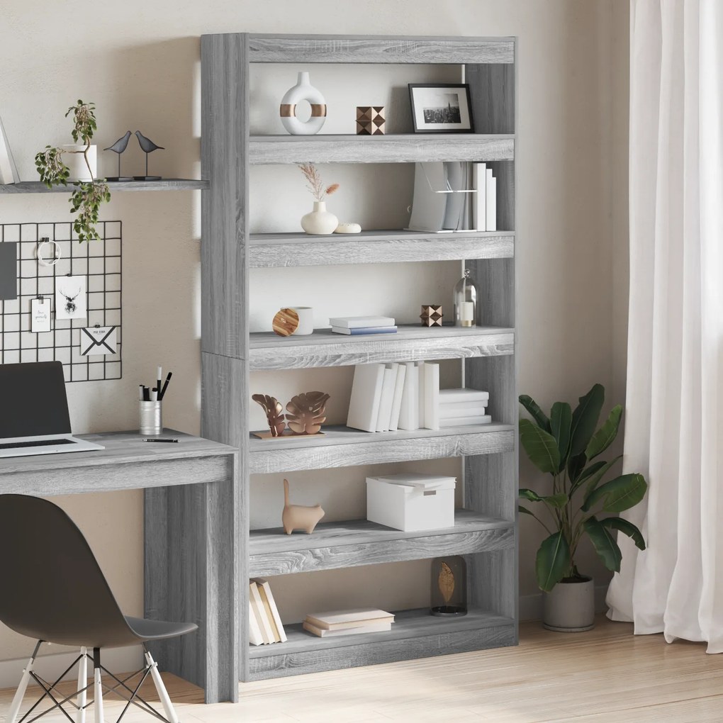 Estante/Divisória de Sala vidaXL em Preto Carvalho 100x30x198 cm em Madeira Engenheirada