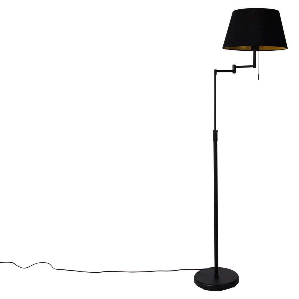 LED Candeeiro de pé inteligente preto com abajur preto incl. Wifi A60 - Ladas Deluxe Moderno