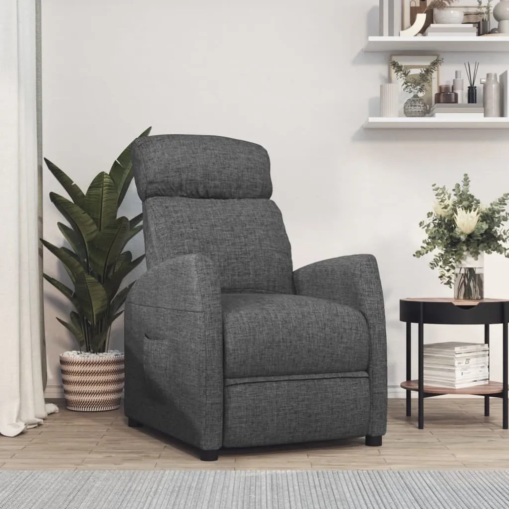 vidaXL Poltrona reclinável tecido cinzento-escuro