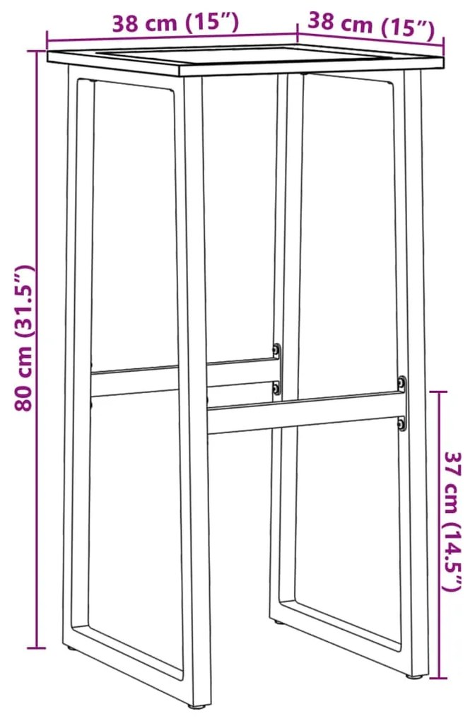 Bancos de bar 2 pcs 38x38x80 cm aço revestido a pó preto