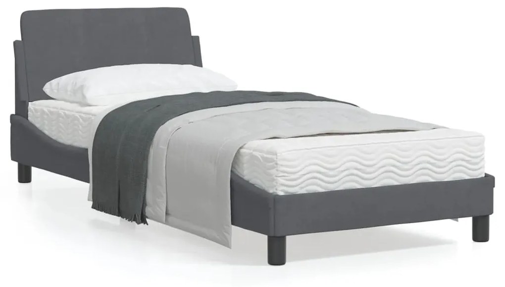 vidaXL Estrutura de cama Dover 90x190 cm veludo cinzento-escuro