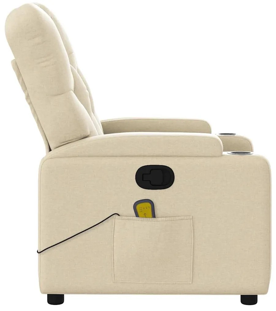 Poltrona de massagens reclinável tecido cor creme