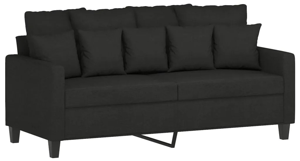 3 pcs conjunto de sofás com almofadões tecido preto
