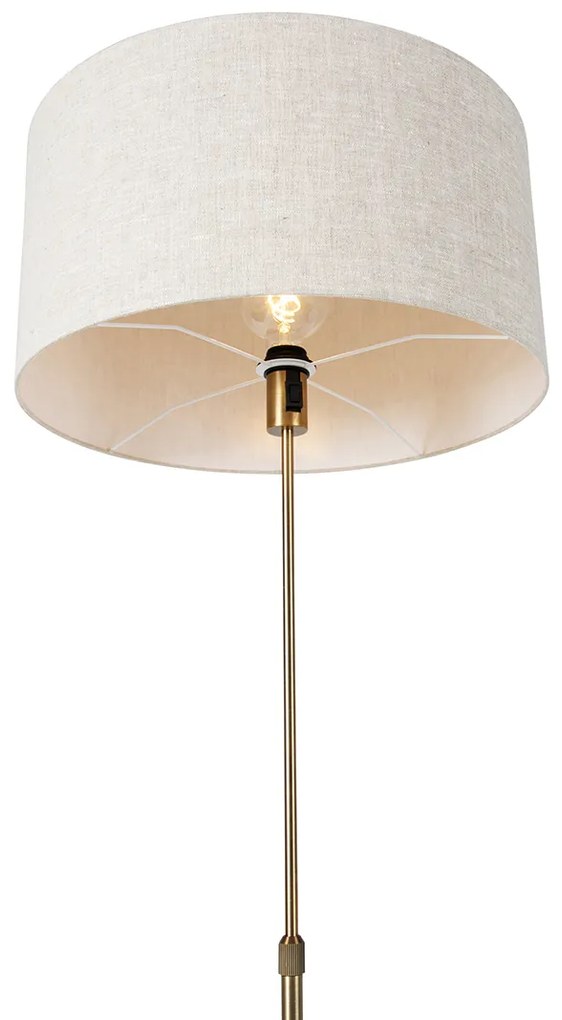 Candeeiro de pé ajustável bronze com cúpula cinzento claro 50 cm - Parte Design