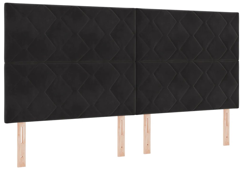 Cabeceira Design de Losangos Preta 200 cm Veludo