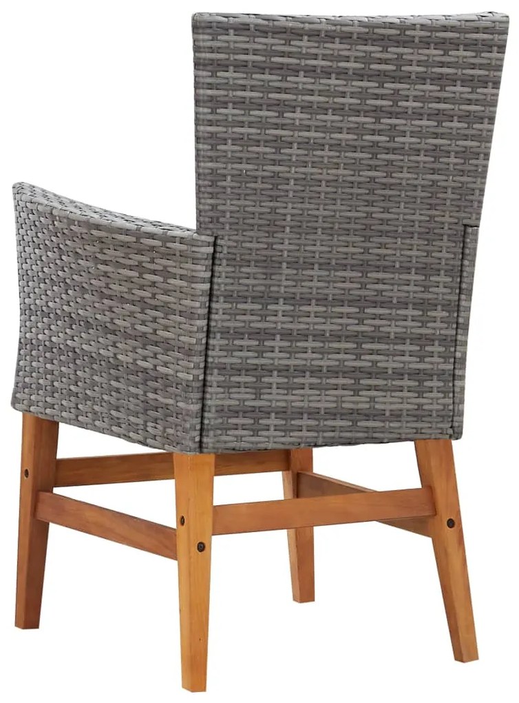 7 pcs conj. jantar p/ exterior vime PE madeira acácia cinzento