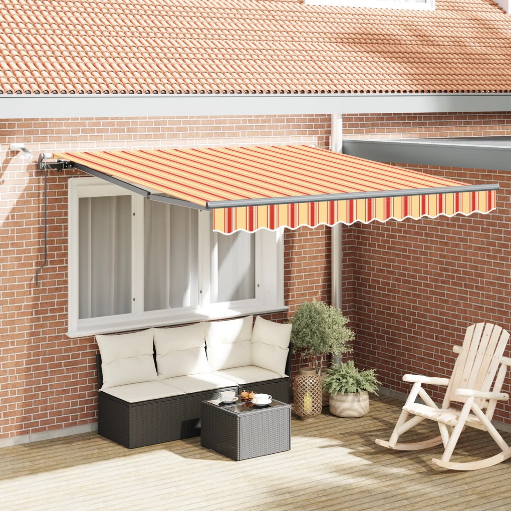 vidaXL Toldo Retrátil Automático com LED Amarelo e Laranja 300x250 cm