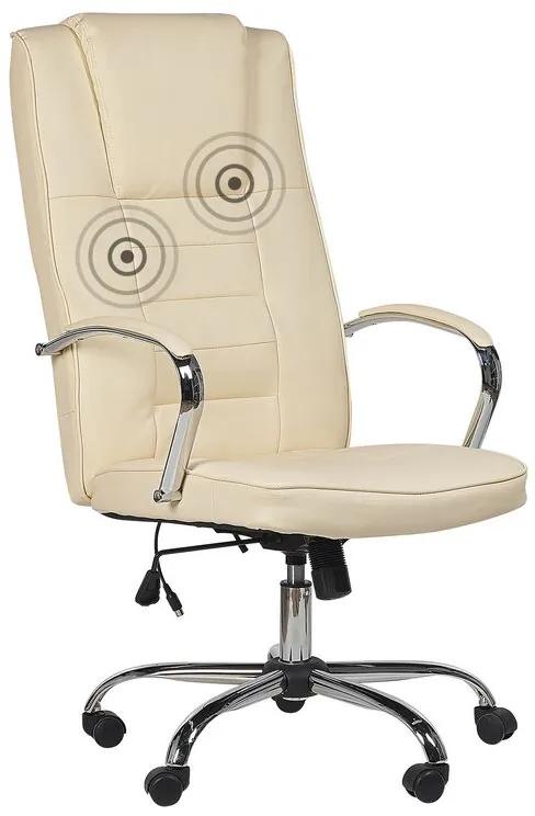 Cadeira de escritório com função de massagem em pele sintética creme GRANDEUR Beliani