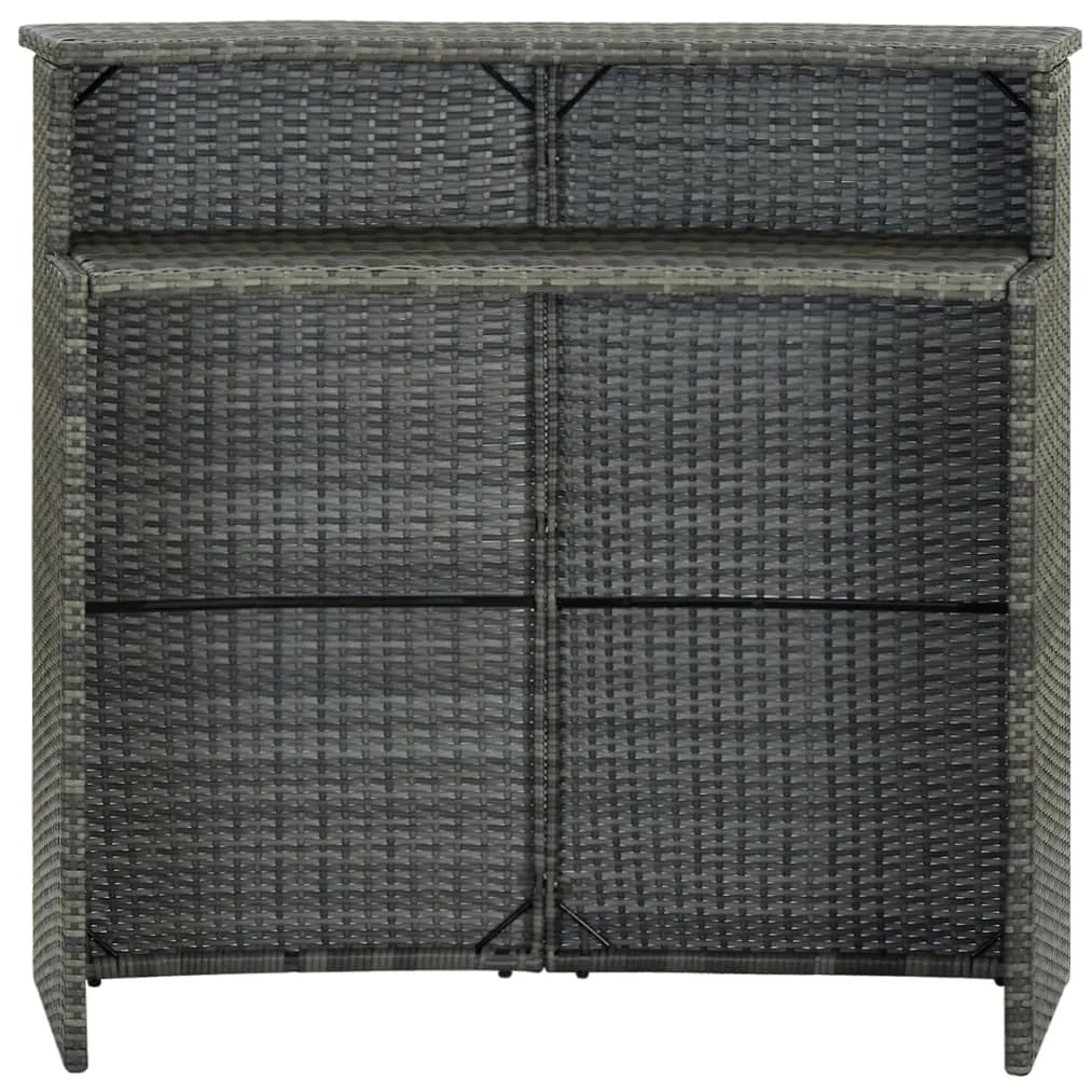 Mesa de bar para jardim 120x55x110 cm vime PE cinzento
