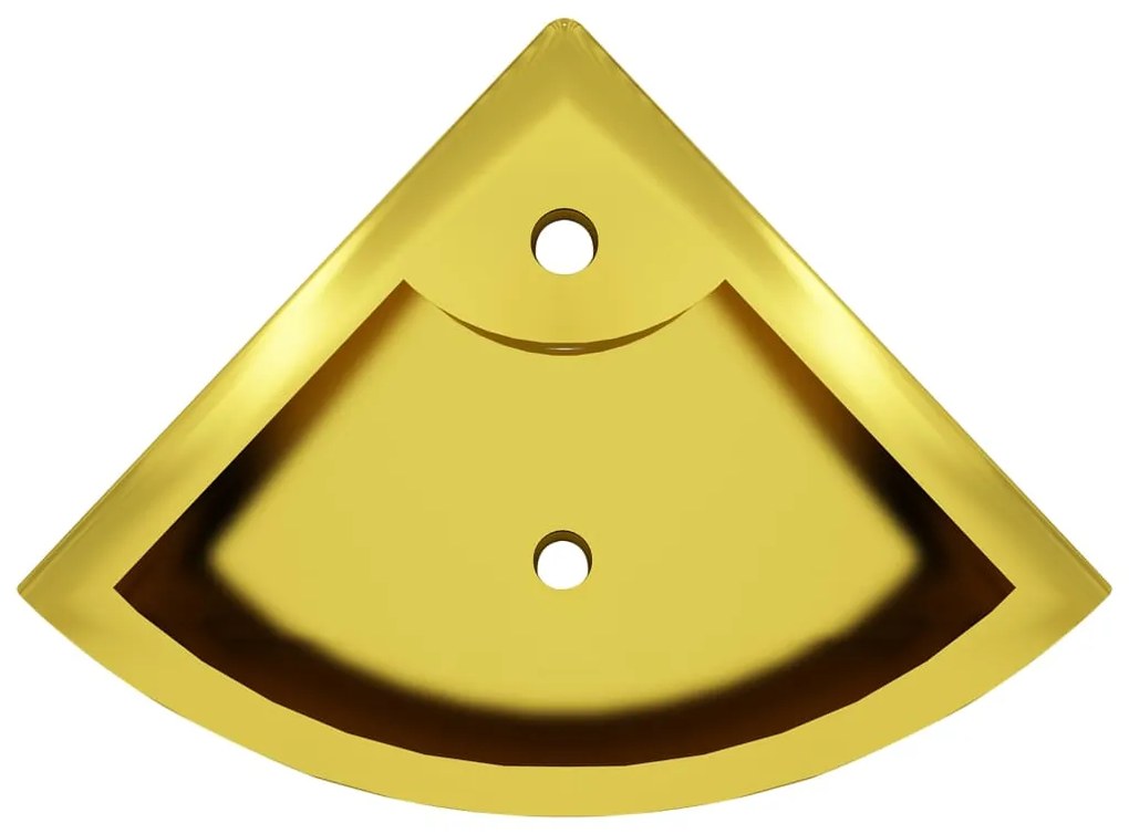 Lavatório com extravasamento 45x32x12,5 cm cerâmica dourado
