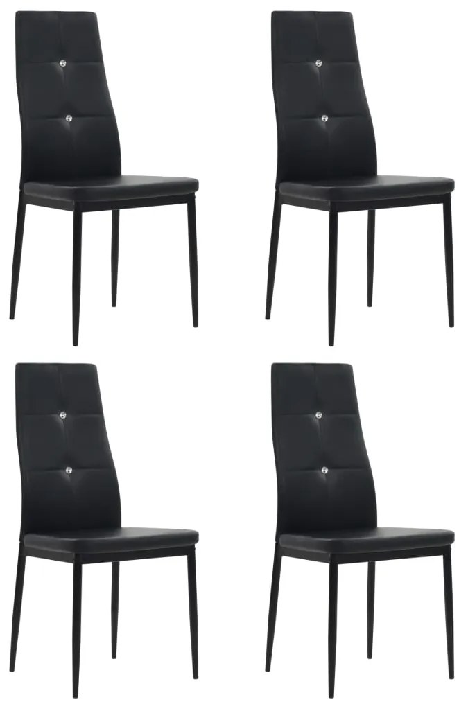Cadeiras de jantar 4 pcs couro artificial preto