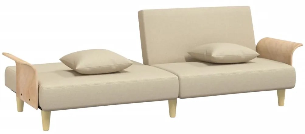 Sofá-cama com apoio de braços tecido cor creme
