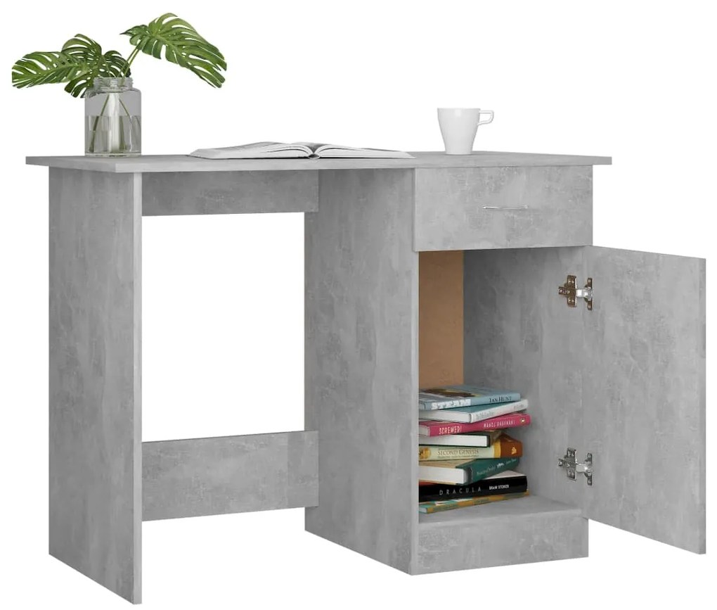 Secretária 100x50x76 cm derivados de madeira cinzento cimento