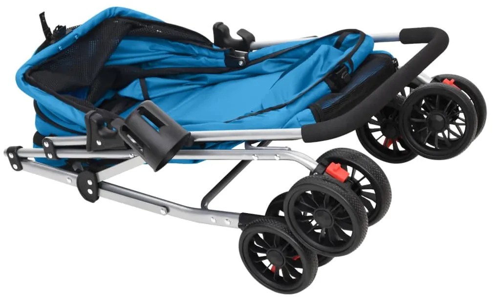 Carrinho dobrável para cães 76x50x100 cm tecido oxford azul