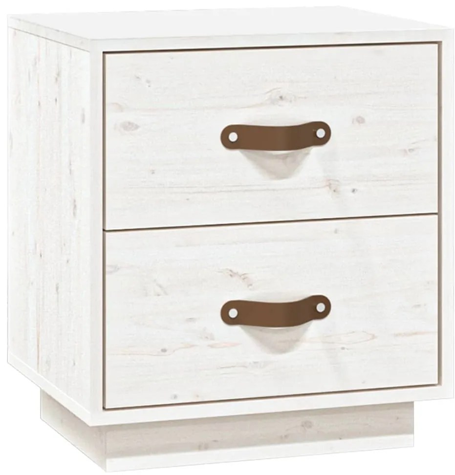 Mesas de cabeceira 2 pcs 40x34x45 cm pinho maciço branco