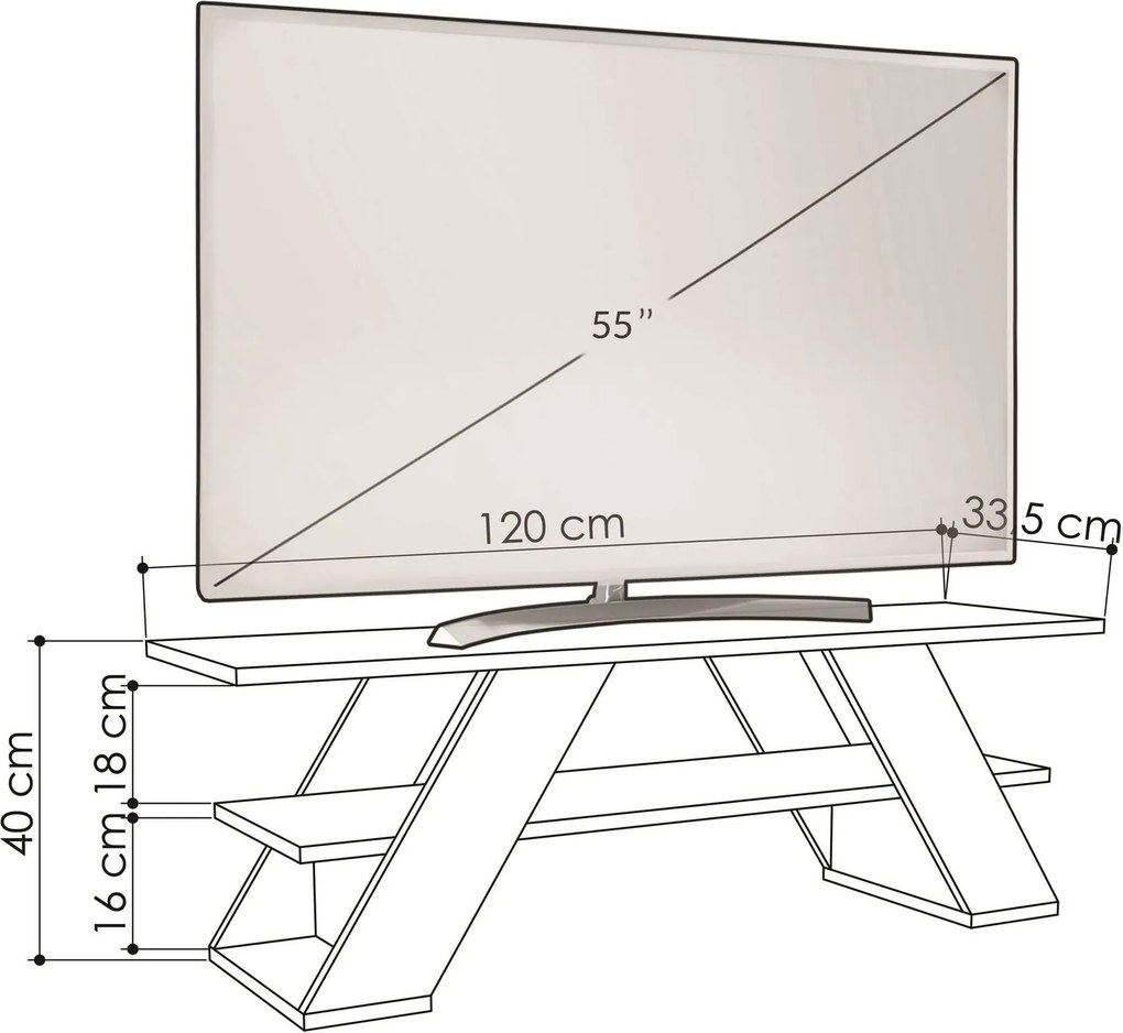 Móvel de TV "Luna" – Branco Velho – 120 x 40 x 33,5 cm – Design Modern