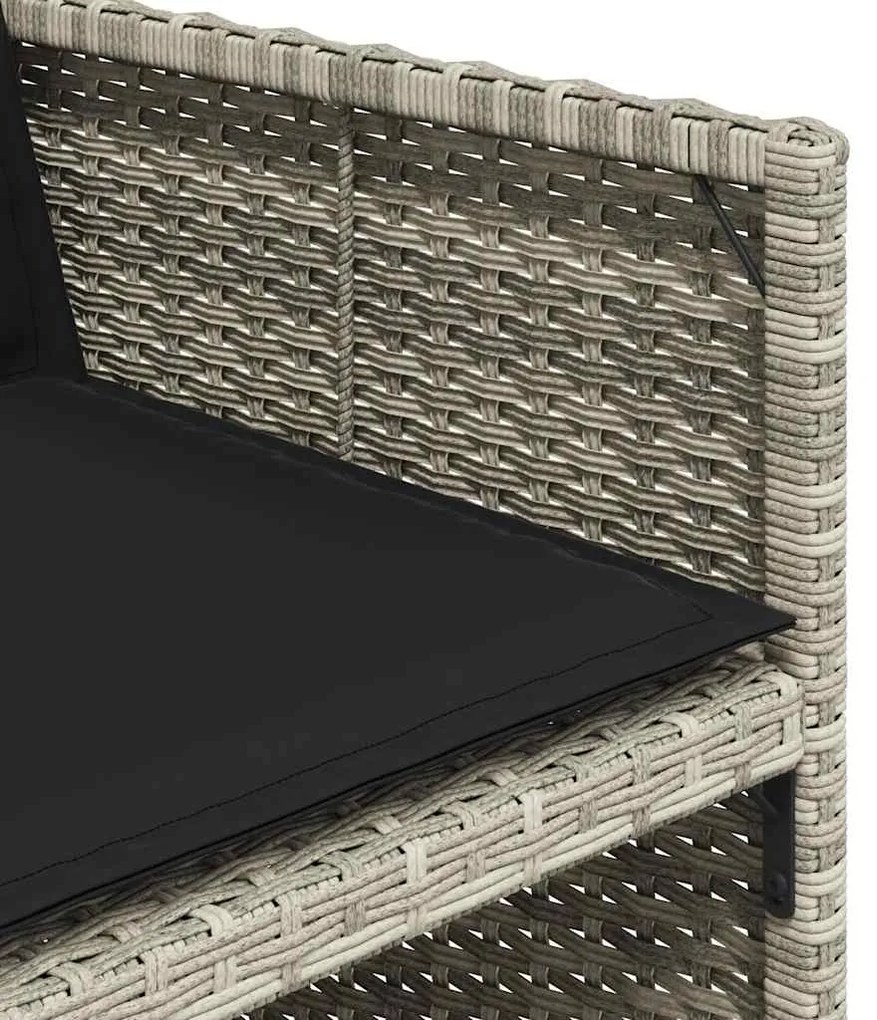 13 pcs conj. jantar jardim c/ almofadões vime PE cinzento-claro