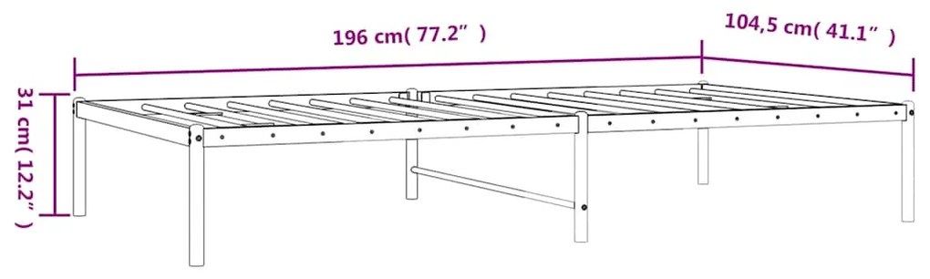 Estrutura de cama 100x190 cm metal branco