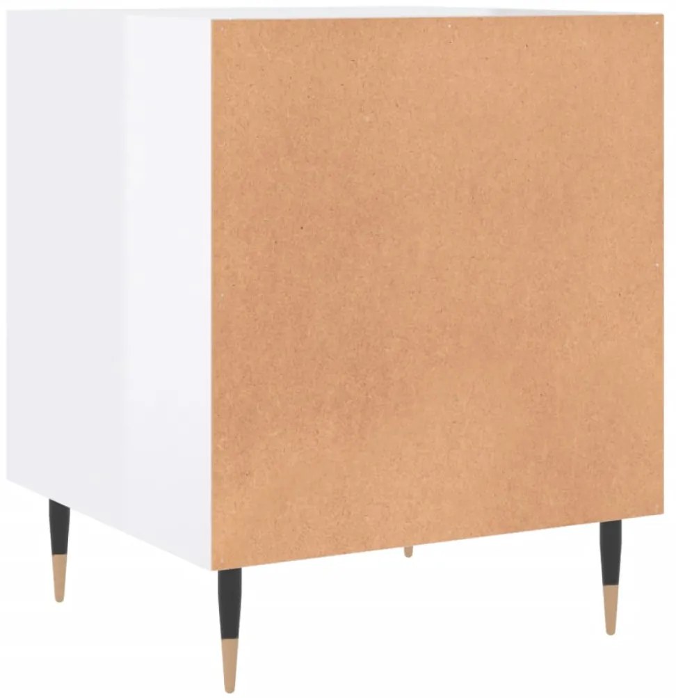 Mesa cabeceira 2pcs 40x40x50cm deriv. madeira branco brilhante