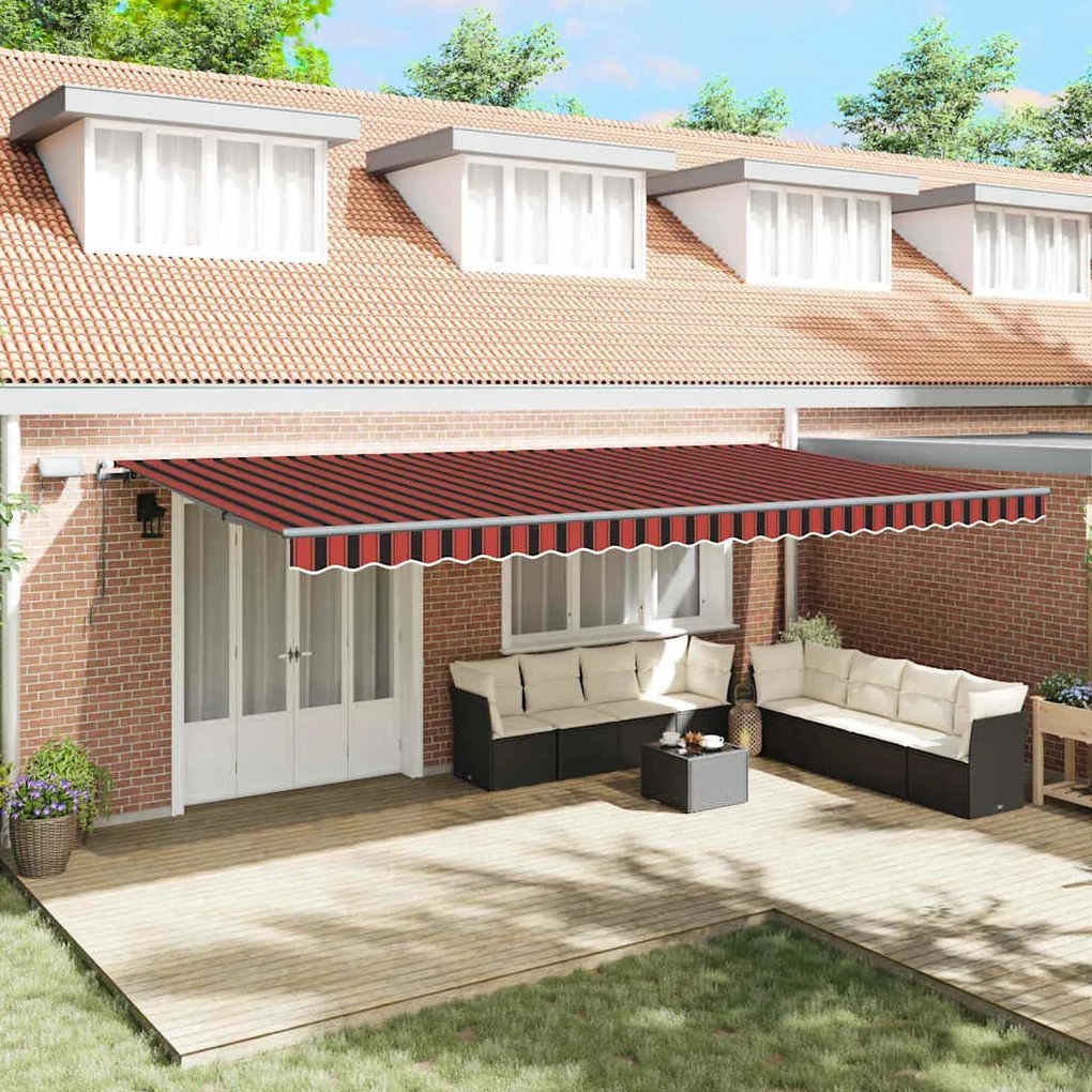 vidaXL Toldo Retrátil Manual laranja e castanho 600 × 300 cm tecido