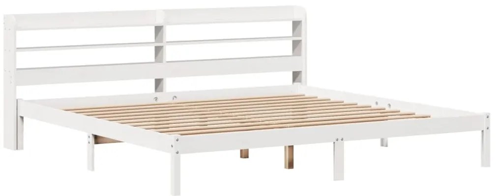 Cama sem colchão 200x200 cm madeira de pinho maciça branco