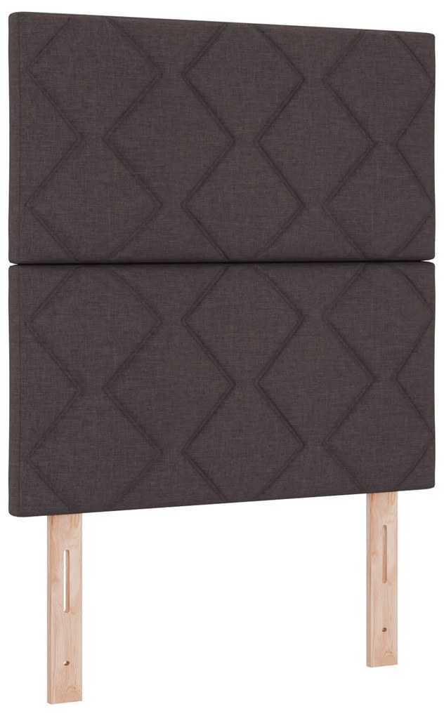 Cama Box Spring vidaXL com Colchão e LED Marrom Escuro 90x190 cm Tecid