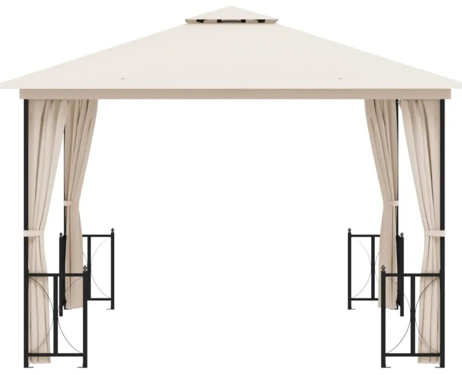 Gazebo com paredes laterais e telhado duplo 3x3 m cor creme