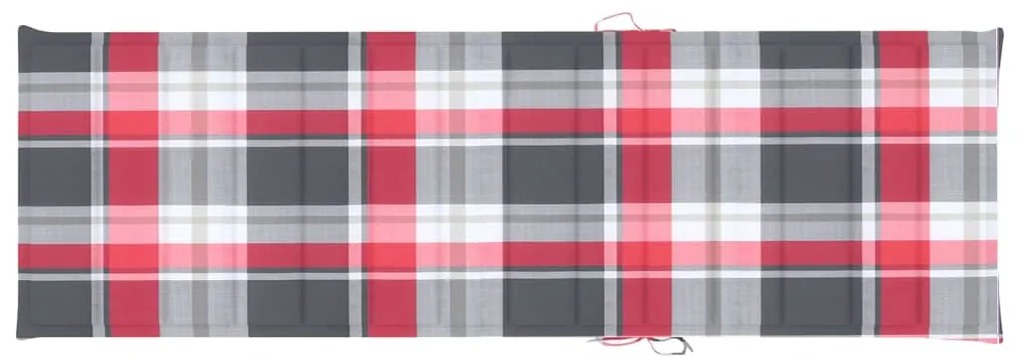 Espreguiçadeira com almofadão xadrez vermelho pinho impregnado