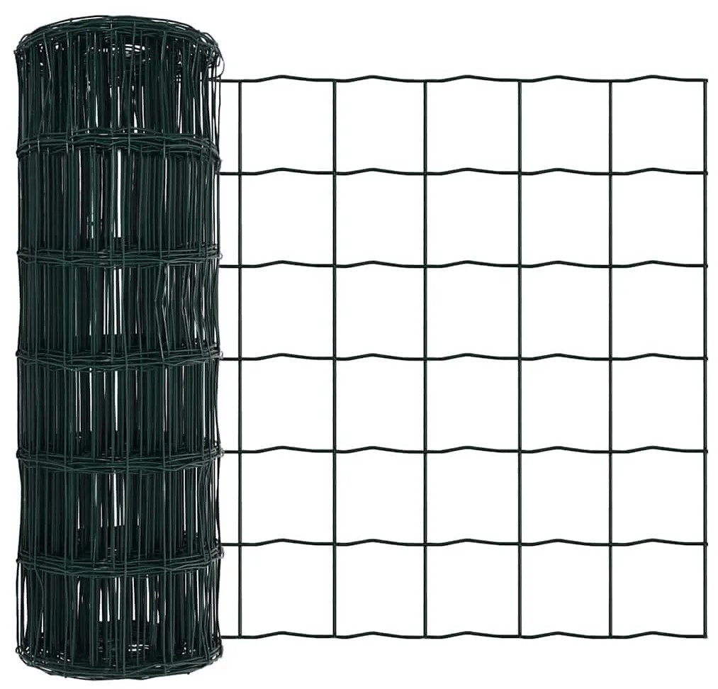 Cerca Euro com 7 postes, 0,6x10m, em aço galvanizado verde