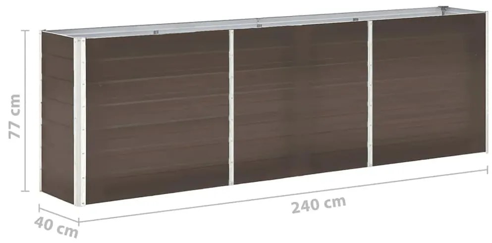 Canteiro elevado de jardim aço galvanizado 240x40x77cm castanho